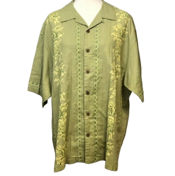 Tommy Bahama Pineapple Progression Cotton Camp Shirt Button Up Short Sleeve L - Picture 1 of 5